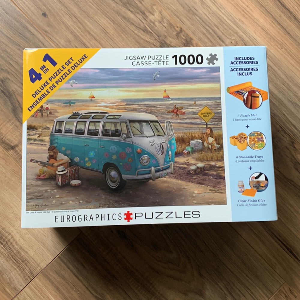 Eurographics Volkswagen Bus:The Love & Hope VW Bus 1000pc, 4 in 1 deluxe puzzle